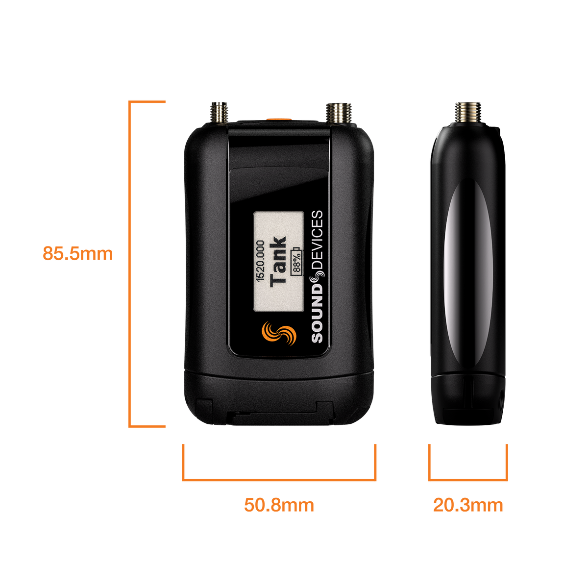 Astral Mini Plus — Mini Plus Dimensions Orange
