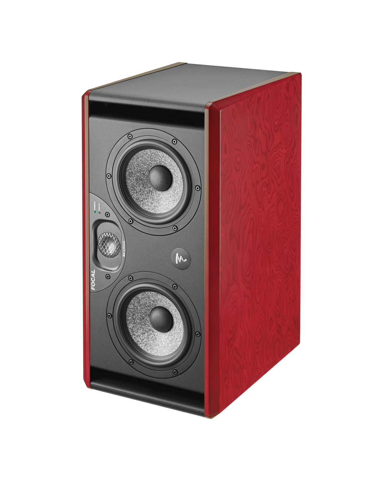 Focal Twin6 ST6 red finish — three-quarter front vertical orientation view